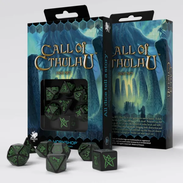 Call Of Cthulu – Black/Green Dice Set 12mm D6