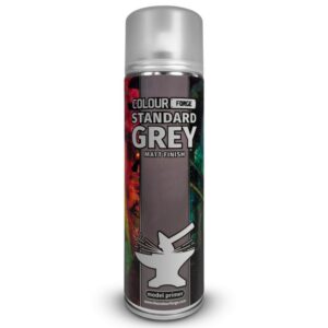 The Colour Forge Model Primer Spray — Standard Grey, acabado mate